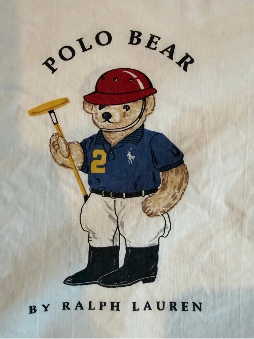 Ralph Lauren Polo Teddy Bear Player Standard Pillowcase USA Vintage 90s